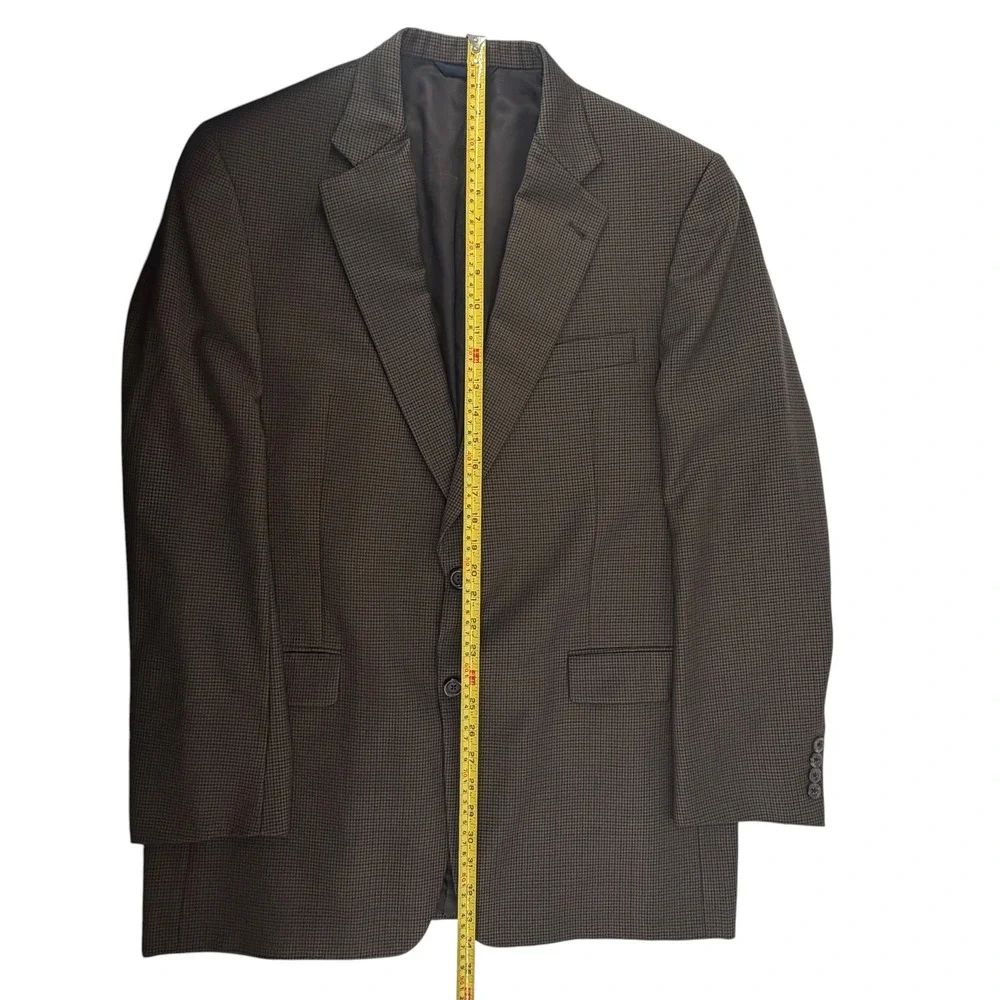 Burberry London Kensington Mens 43L Wool Blazer Brown Houndstooth Sport Coat USA